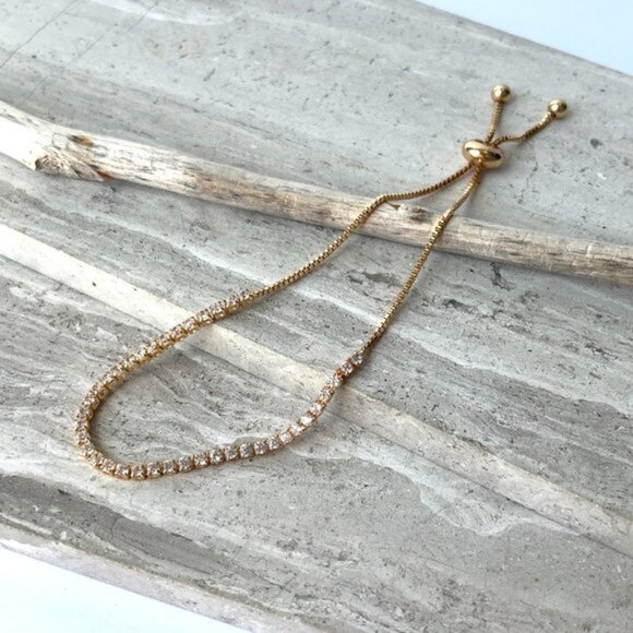 New ~ Anthropologie Shashi Gold Diamond Tennis Bracelet - Picture 6 of 12